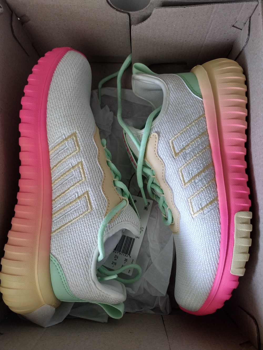 adidas Women's Gradient Sole Knit Sneakers - White, Pink & Mint